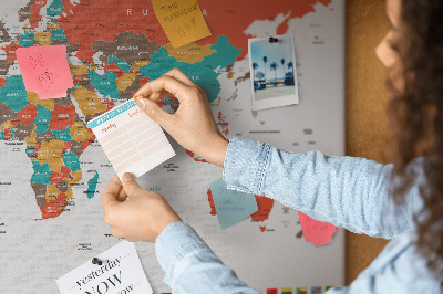 Korková nástěnka Mapa světa s vlajkami zemí