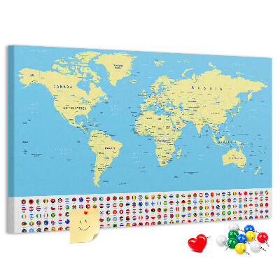 Fětská nástěnka Mapa světa s vlajkami zemí
