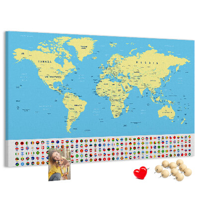 Fětská nástěnka Mapa světa s vlajkami zemí