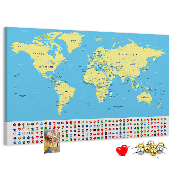 Fětská nástěnka Mapa světa s vlajkami zemí