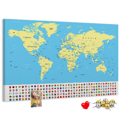 Fětská nástěnka Mapa světa s vlajkami zemí