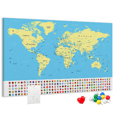 Fětská nástěnka Mapa světa s vlajkami zemí