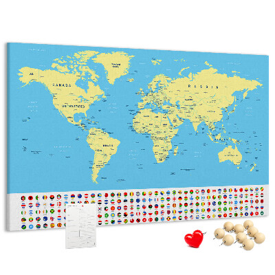 Fětská nástěnka Mapa světa s vlajkami zemí