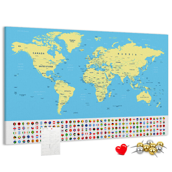 Fětská nástěnka Mapa světa s vlajkami zemí