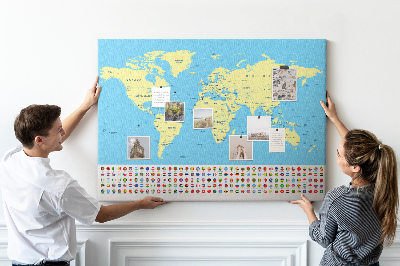 Fětská nástěnka Mapa světa s vlajkami zemí