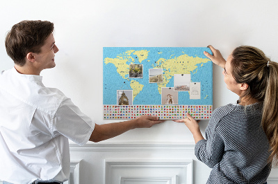 Fětská nástěnka Mapa světa s vlajkami zemí