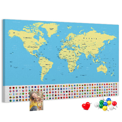 Fětská nástěnka Mapa světa s vlajkami zemí