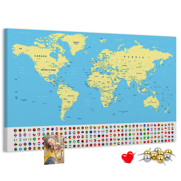 Fětská nástěnka Mapa světa s vlajkami zemí
