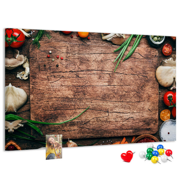 Fětská nástěnka Přírodní ingredience na dřevěném pozadí