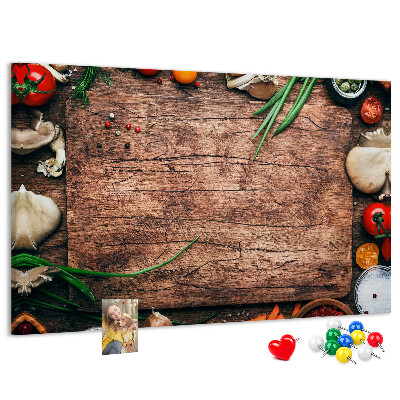 Fětská nástěnka Přírodní ingredience na dřevěném pozadí