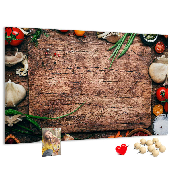 Fětská nástěnka Přírodní ingredience na dřevěném pozadí