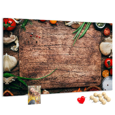 Fětská nástěnka Přírodní ingredience na dřevěném pozadí