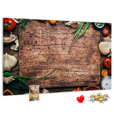 Fětská nástěnka Přírodní ingredience na dřevěném pozadí