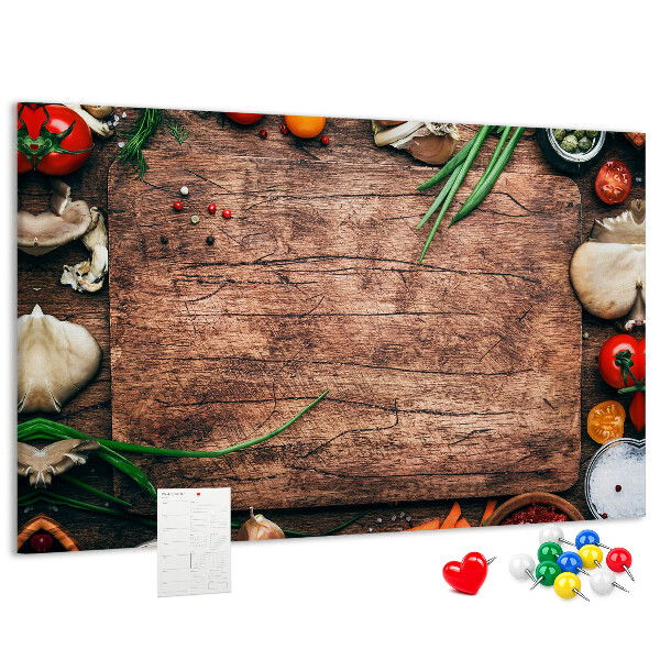 Fětská nástěnka Přírodní ingredience na dřevěném pozadí
