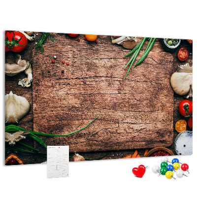 Fětská nástěnka Přírodní ingredience na dřevěném pozadí