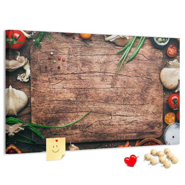 Fětská nástěnka Přírodní ingredience na dřevěném pozadí