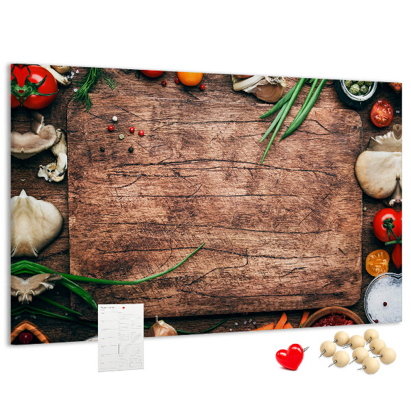 Fětská nástěnka Přírodní ingredience na dřevěném pozadí