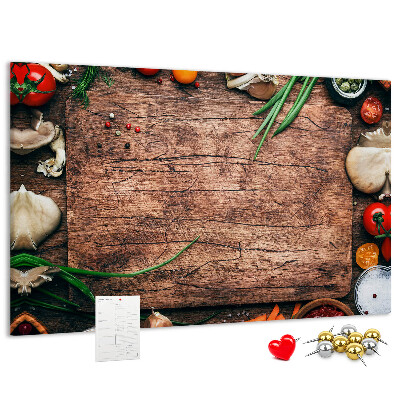 Fětská nástěnka Přírodní ingredience na dřevěném pozadí