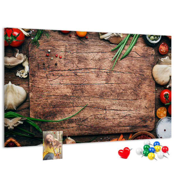 Fětská nástěnka Přírodní ingredience na dřevěném pozadí