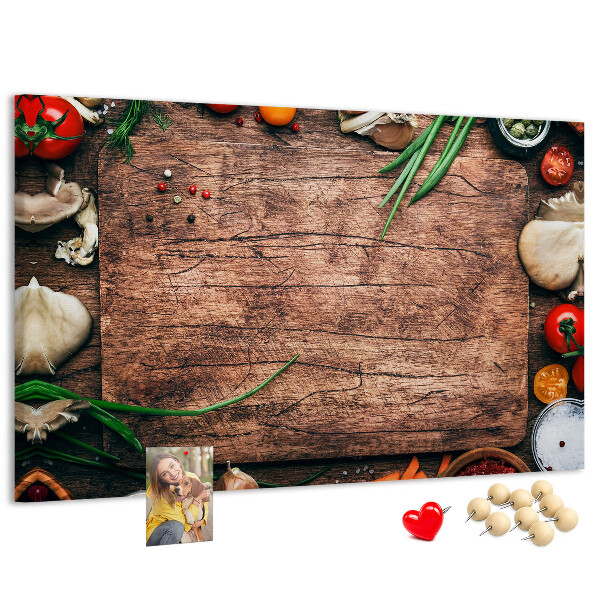Fětská nástěnka Přírodní ingredience na dřevěném pozadí