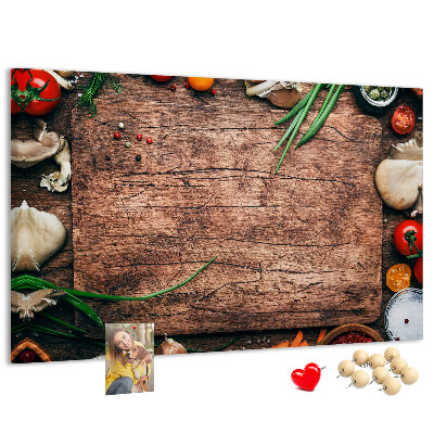 Fětská nástěnka Přírodní ingredience na dřevěném pozadí