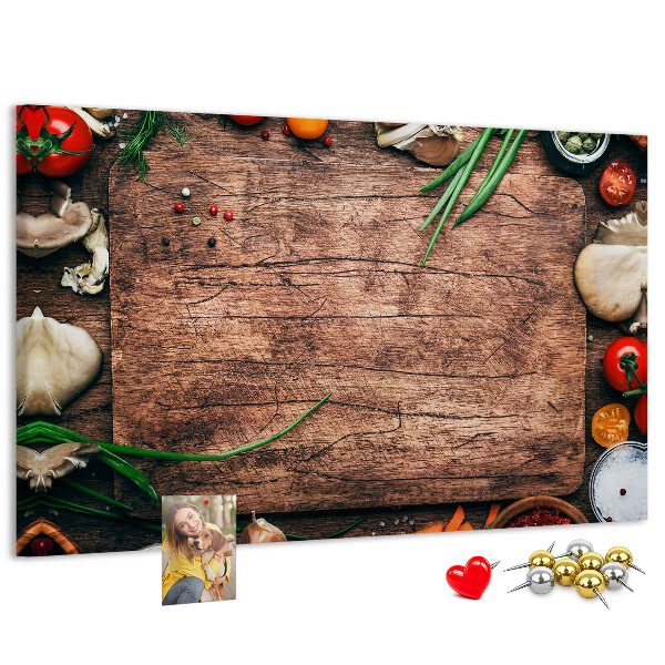 Fětská nástěnka Přírodní ingredience na dřevěném pozadí