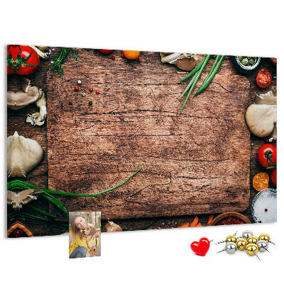 Fětská nástěnka Přírodní ingredience na dřevěném pozadí