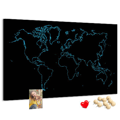 Nástěnka Mapa světa na černém pozadí
