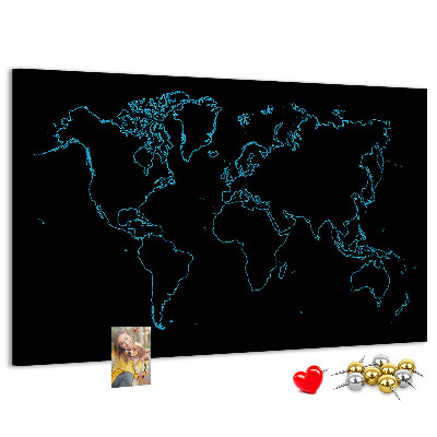 Nástěnka Mapa světa na černém pozadí