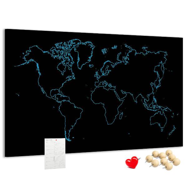Nástěnka Mapa světa na černém pozadí