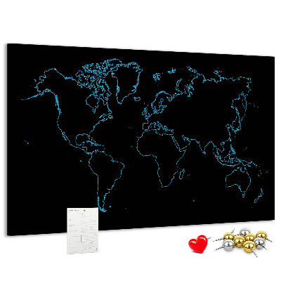 Nástěnka Mapa světa na černém pozadí