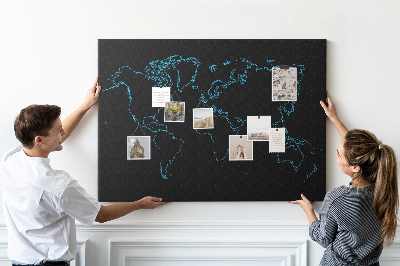 Nástěnka Mapa světa na černém pozadí