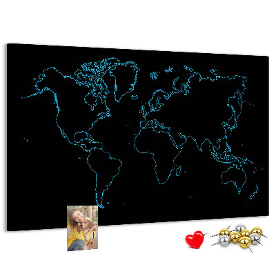 Nástěnka Mapa světa na černém pozadí