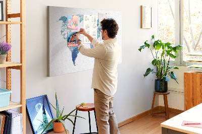 Nástěnka Abstraktní mapa světa v odstínech modré