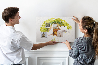 Korková nástěnka Akvarelový rodokmen s listy