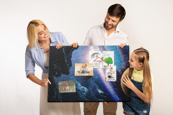 Nástěnka Vesmírná krajina s planetami a mraky