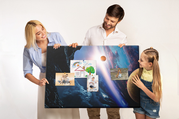 Nástěnka Vesmírná krajina s planetami a mraky