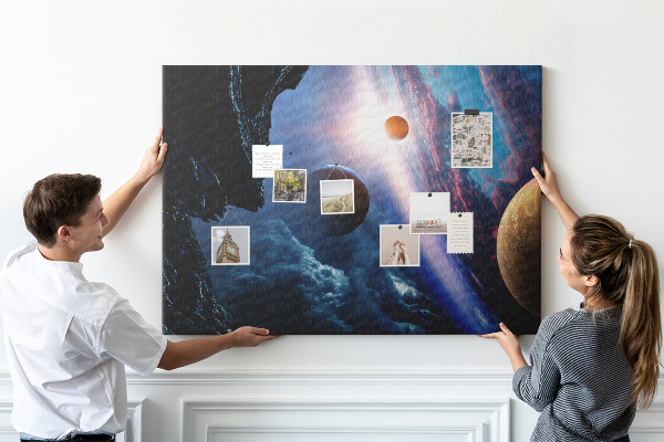 Nástěnka Vesmírná krajina s planetami a mraky