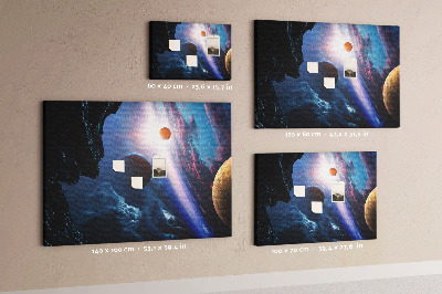 Nástěnka Vesmírná krajina s planetami a mraky