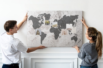 Nástěnka Stylová mapa světa v odstínech šedé