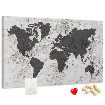 Nástěnka Stylová mapa světa v odstínech šedé