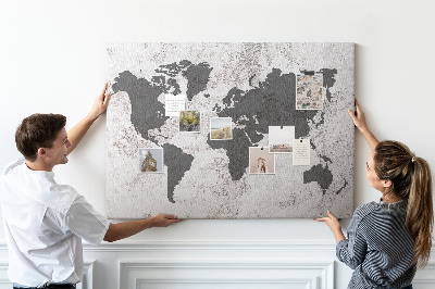 Nástěnka Stylová mapa světa v odstínech šedé