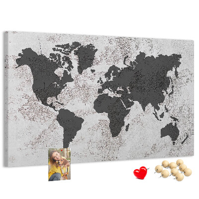 Nástěnka Stylová mapa světa v odstínech šedé