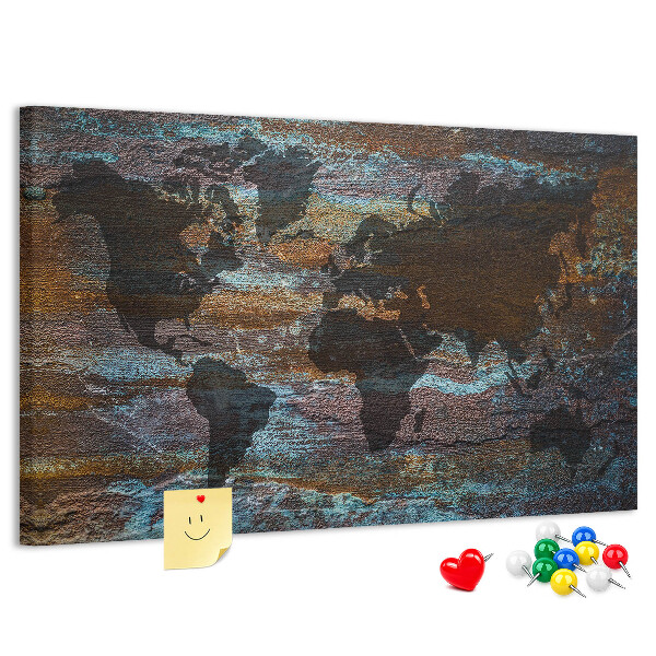 Fětská nástěnka Mapa světa na rustikálním pozadí