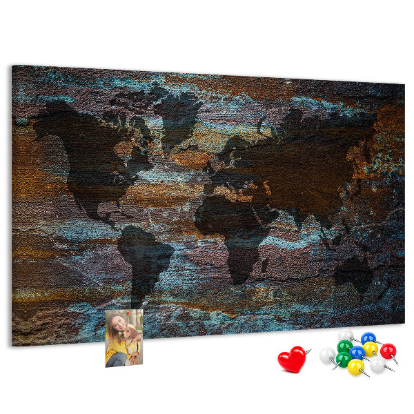 Fětská nástěnka Mapa světa na rustikálním pozadí