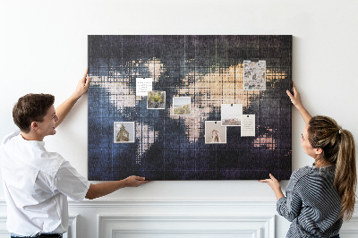 Korková nástěnka Stylizovaná pixelovaná mapa světa
