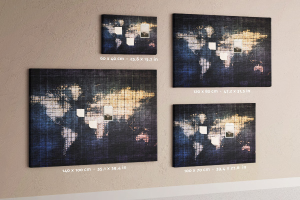 Korková nástěnka Stylizovaná pixelovaná mapa světa