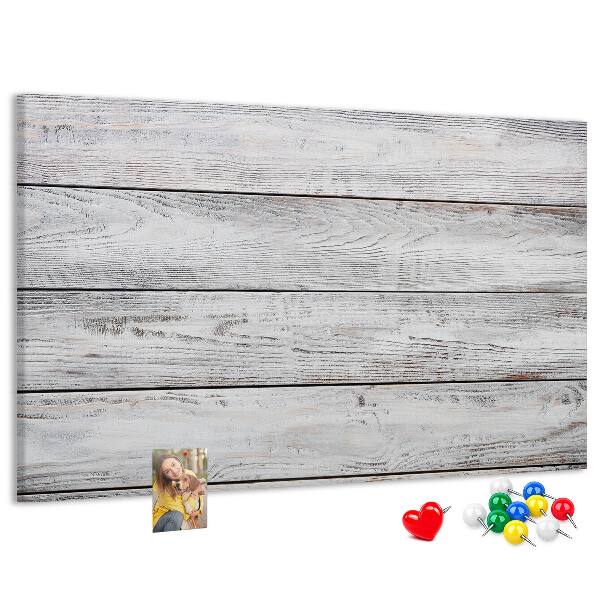 Korková nástěnka Rustikální dřevo s bílou povrchovou úpravou