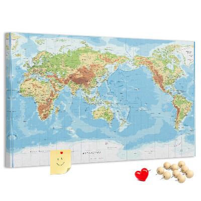 Nástěnka Mapa světa s barevnými kontinenty.