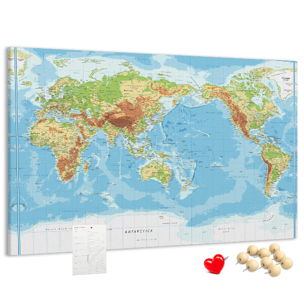 Nástěnka Mapa světa s barevnými kontinenty.